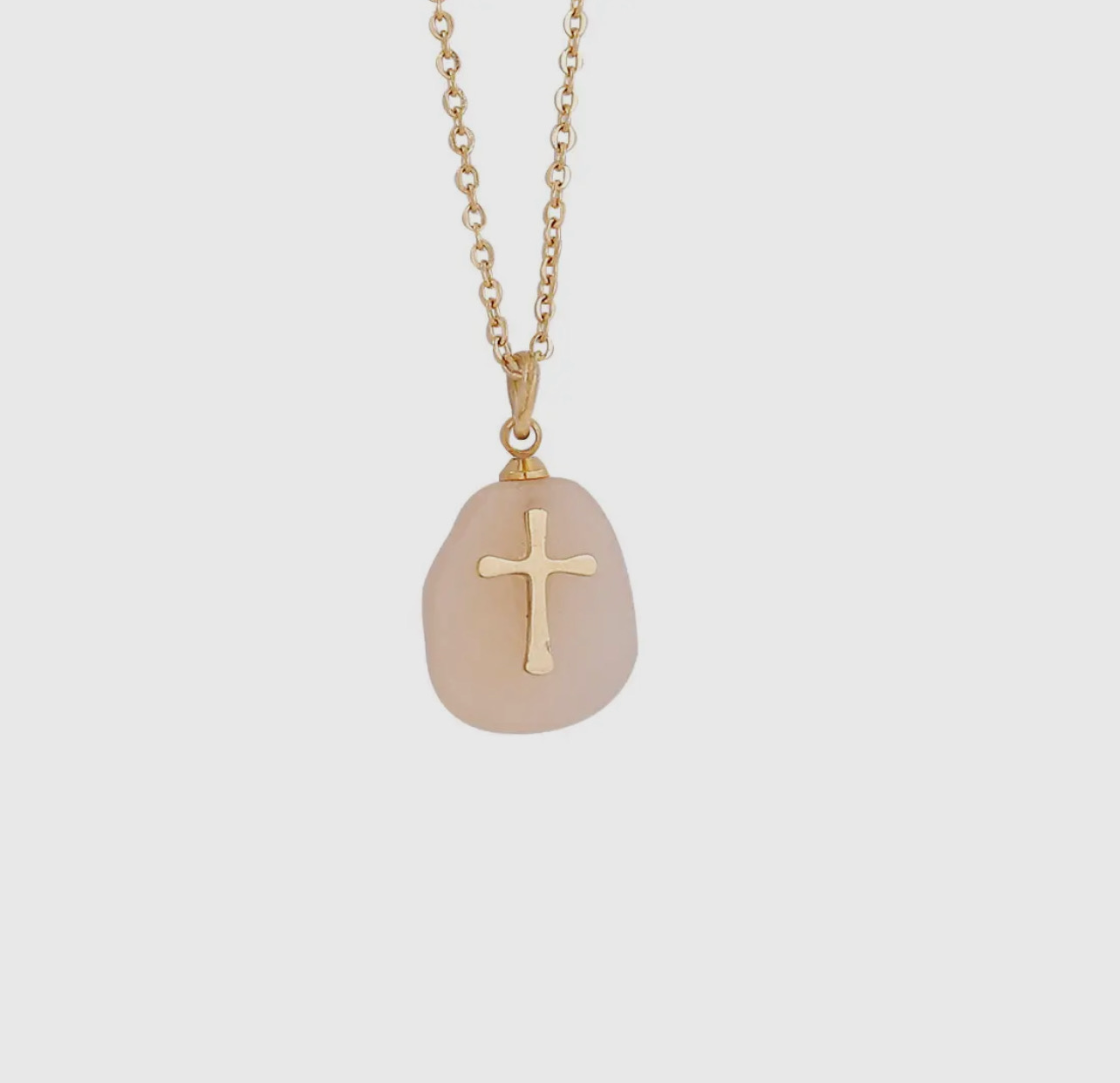 Natural Stone Cross Pendant Necklace