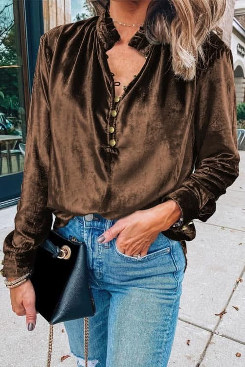 Brown Velvet Top